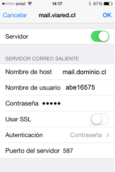 Configuracion smtp del iphone